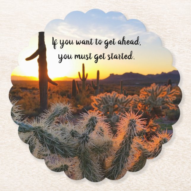 Arizona Desert Sunset Cactus - inspirationsljudet Underlägg Papper (Framsida)