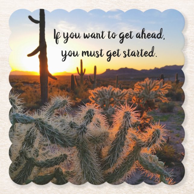 Arizona Desert Sunset Cactus - inspirationsljudet Underlägg Papper (Framsida)