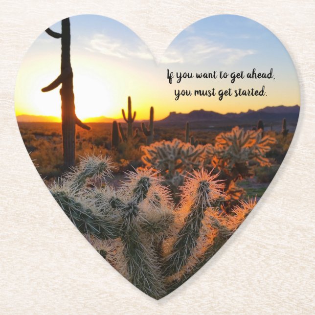 Arizona Desert Sunset Cactus - inspirationsljudet Underlägg Papper (Framsida)