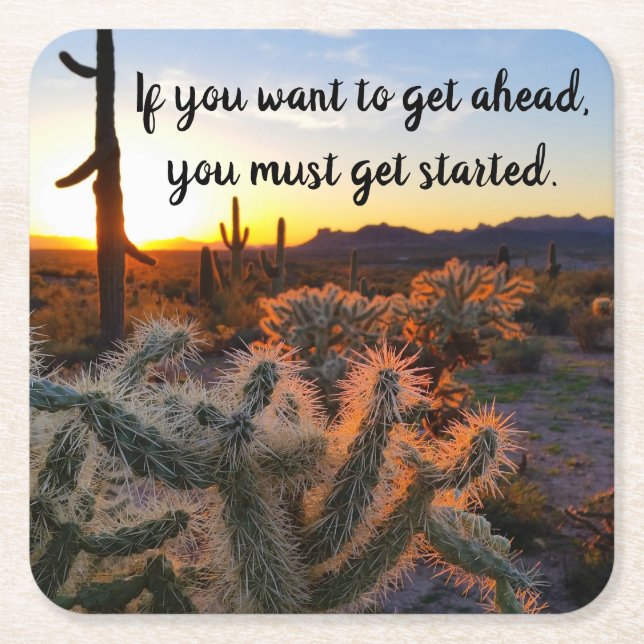 Arizona Desert Sunset Cactus - inspirationsljudet Underlägg Papper Kvadrat (Framsidan)