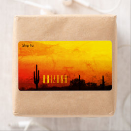 Arizona Desert Sunset Gult Red Orange Cactus Fraktsedel