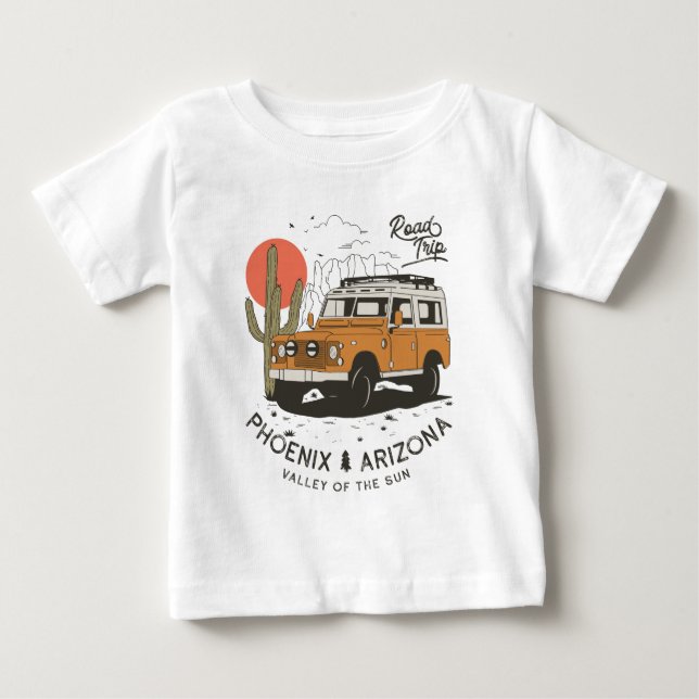 Arizona Desert Sunset Road Resa Cactus Phoenix T Shirt (Framsida)