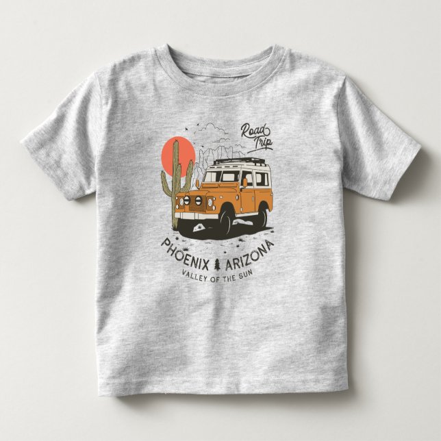 Arizona Desert Sunset Road Resa Cactus Phoenix T Shirt (Framsida)