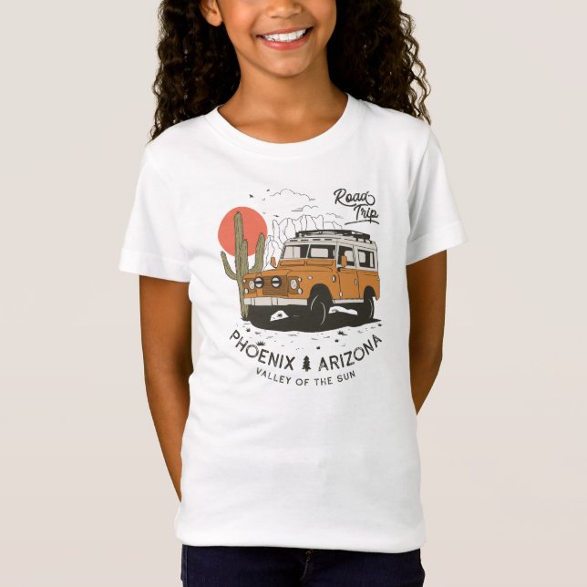 Arizona Desert Sunset Road Resa Cactus Phoenix T Shirt (Framsida)