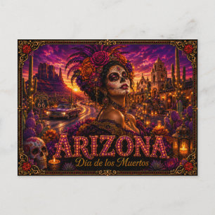 Arizona Día de los Muertos Retro Vykort