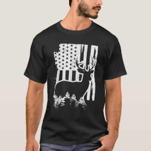 Arizona Elk Hunting State Karta American Flagga Pa T Shirt
