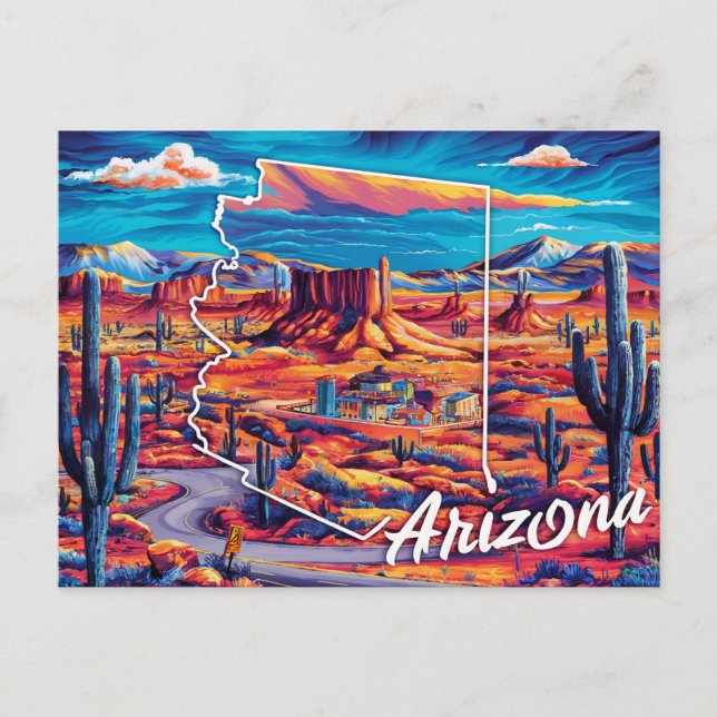 Arizona: En vibrant Firande Vykort (Framsida)