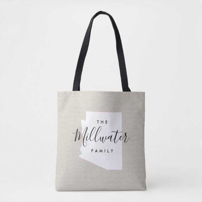 Arizona Family Monogram State Tote Bag Tygkasse (Framsida)