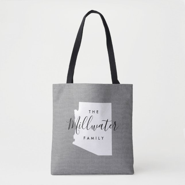 Arizona Family Monogram State Tote Bag Tygkasse (Framsida)