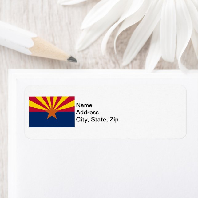Arizona Flagga Adress Returadress Etikett (Insitu)