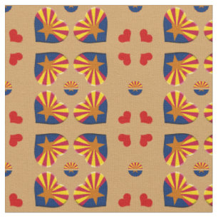 Arizona Flagga & Arizona Hearts mode Fabric / USA Tyg