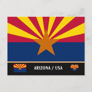 Arizona Flagga & Arizona Stat USA /resa Amerika Vykort