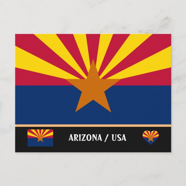 Arizona Flagga & Arizona State USA /RESU Amerika Vykort (Framsida)