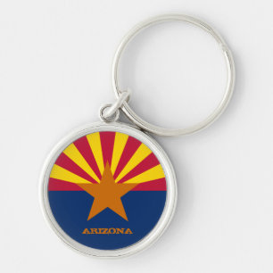 Arizona Flagga & Arizona State USA, sport/rese flä Rund Silverfärgad Nyckelring