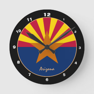 Arizona Flagga & Arizona trendig mode / design USA Rund Klocka