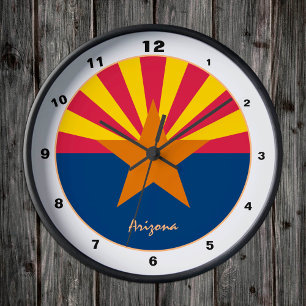 Arizona Flagga & Arizona trendig mode /design USA Rund Klocka