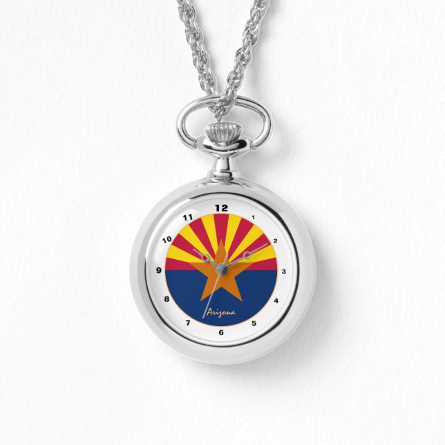 Arizona Flagga & Arizona trendig mode USA /design Armbandsur (Framsida)