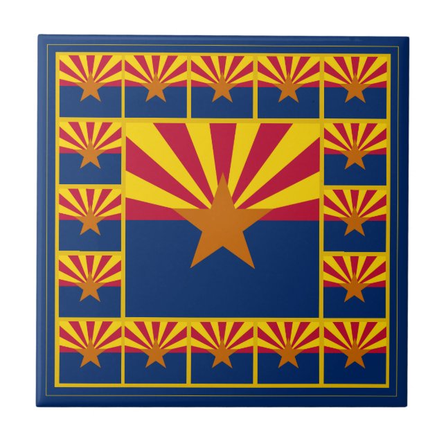 Arizona Flagga Ceramic Tile / Patriots Decor USA Kakelplatta (Framsidan)