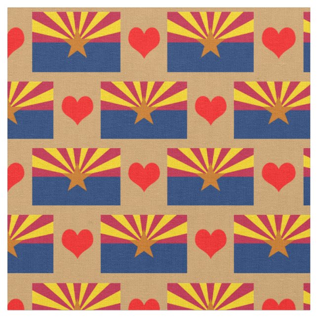 Arizona Flagga Fabric & Heart, trendig mode /USA Tyg (Närbild)