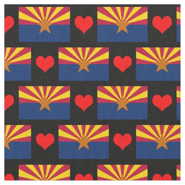 Arizona Flagga Fabric & Heart, trendig mode /USA Tyg (Närbild)