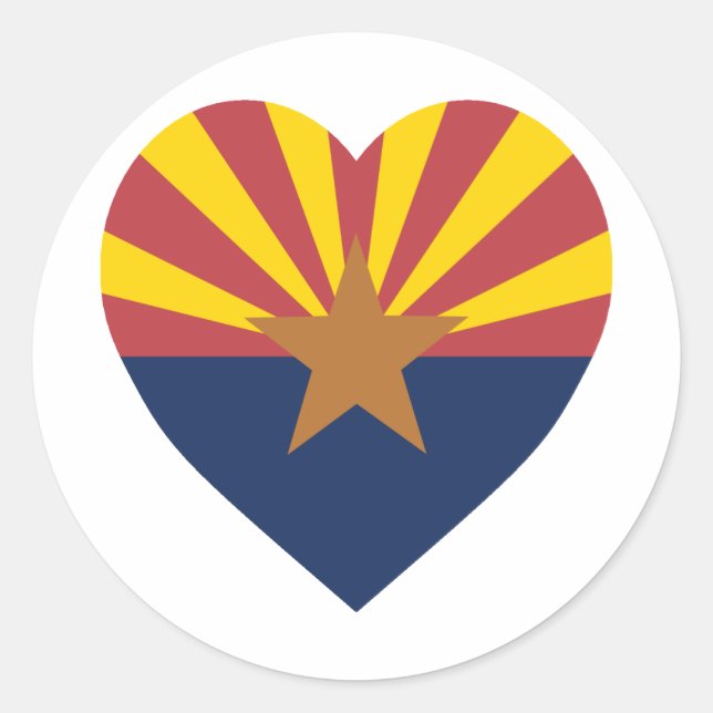Arizona Flagga Heart Runt Klistermärke (Framsida)