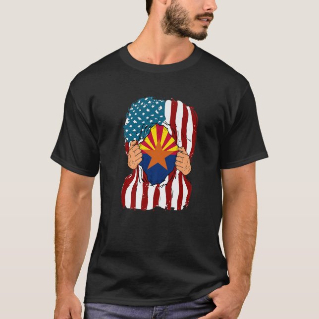 Arizona Flagga Inside Me Home State Pride American T Shirt (Framsida)