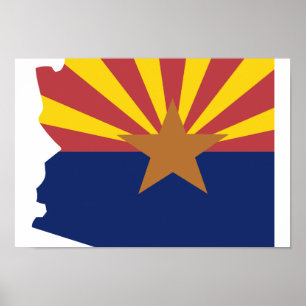 Arizona Flagga Karta Poster