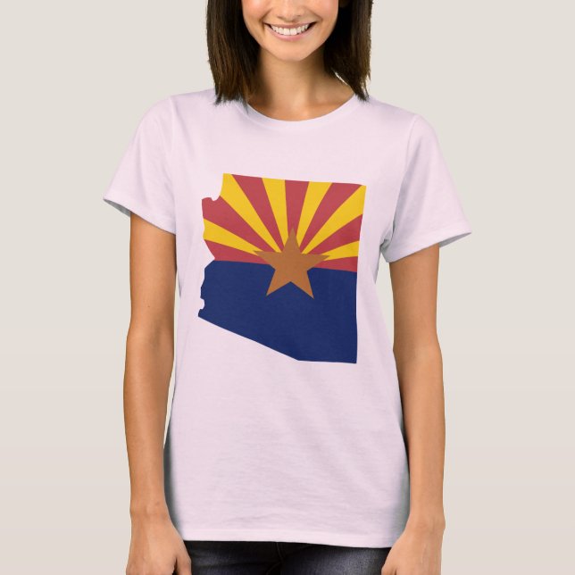 Arizona Flagga Karta T Shirt (Framsida)