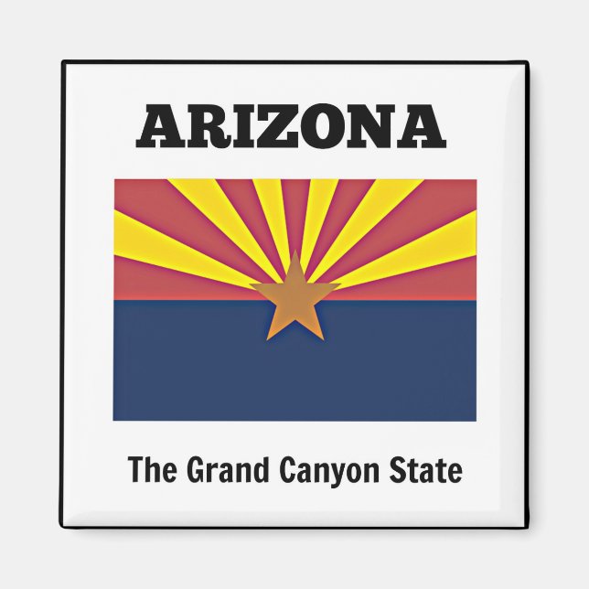 Arizona, flagga och motto magnet (Framsidan)