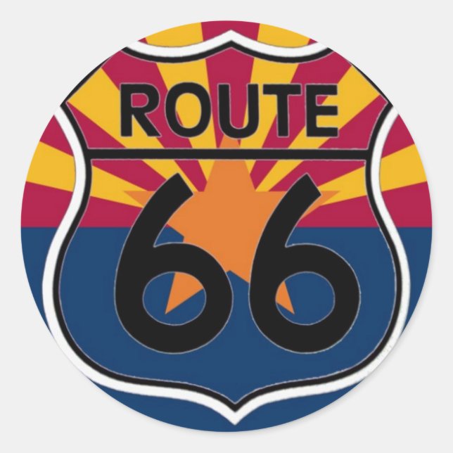 Arizona flagga Route 66 Runt Klistermärke (Framsida)