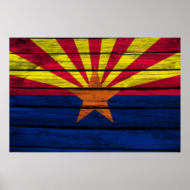 Arizona Flagga Rustic Wood Poster (Framsidan)