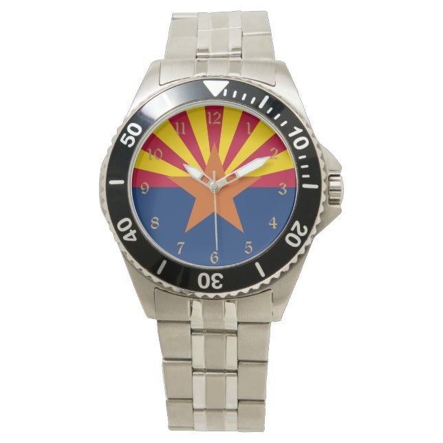 Arizona Flagga: Setting Star Sol, kopparstaten Armbandsur (Framsida)