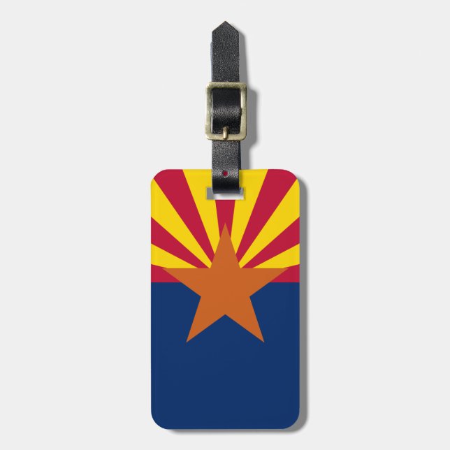 Arizona Flagga: Setting Star Sol, kopparstaten Bagagebricka (Vertikal Framsida)