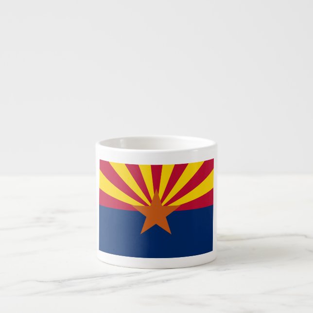 Arizona Flagga: Setting Star Sol, kopparstaten Espressomugg (Framsidan)
