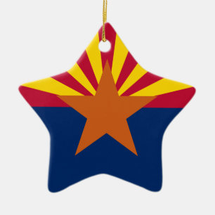 Arizona Flagga: Setting Star Sol, kopparstaten Julgransprydnad Keramik