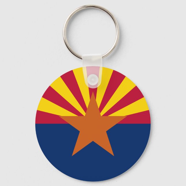 Arizona Flagga: Setting Star Sol, kopparstaten Nyckelring (Framsida)