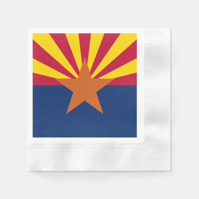 Arizona Flagga: Setting Star Sol, kopparstaten Pappersservett (Framsidan)