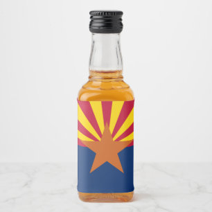 Arizona Flagga: Setting Star Sol, kopparstaten Spritflaskor Etikett