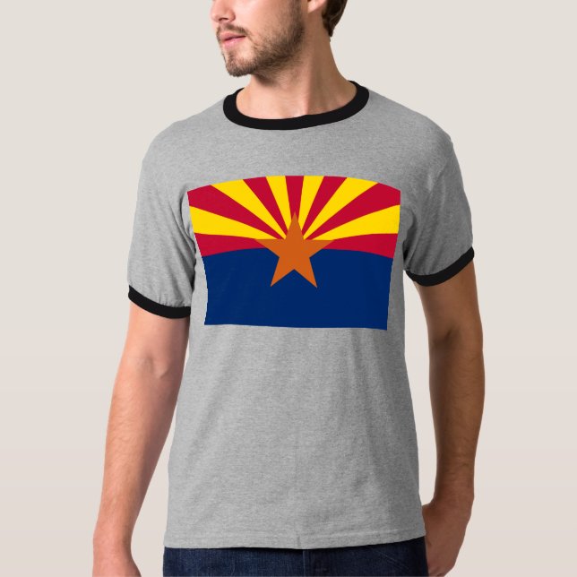 Arizona Flagga: Setting Star Sol, kopparstaten T Shirt (Framsida)