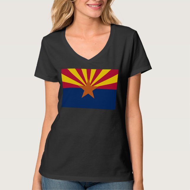Arizona Flagga: Setting Star Sol, kopparstaten T Shirt (Framsida)