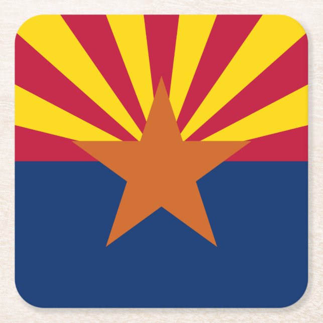 Arizona Flagga: Setting Star Sol, kopparstaten Underlägg Papper Kvadrat (Framsidan)