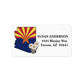 Arizona Flagga State Flower Saguaro Cactus Blommar Adressetikett