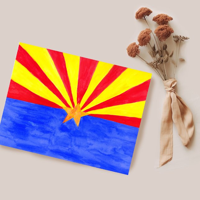 Arizona Flagga Watercolor Art Vykort (Arizona Flag Watercolor Art Postcard
)