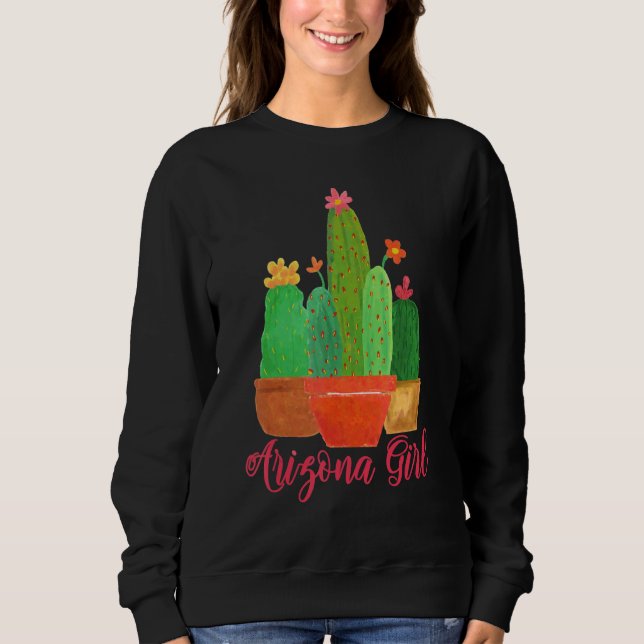 Arizona Girl Boho Cactus Plants T Shirt (Framsida)
