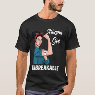 Arizona Girl Unbryable State Karta Flagga Souvenir T Shirt