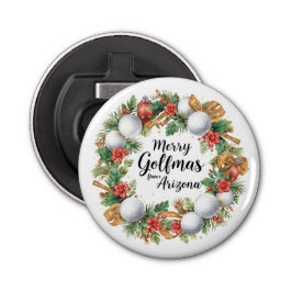 Arizona Golf Christmas Greeting with Golf Wreath Flasköppnare