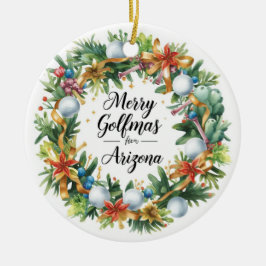 Arizona Golf Christmas Greeting with Golf Wreath Julgransprydnad Keramik