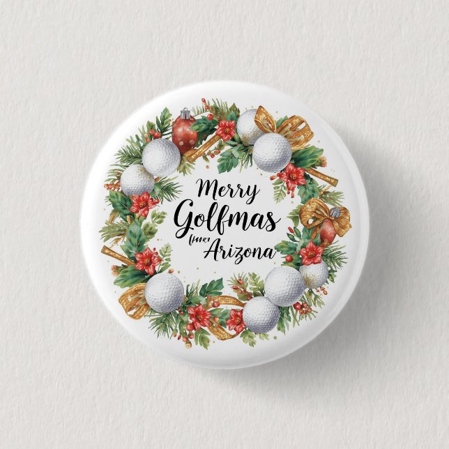 Arizona Golf Christmas Greeting with Golf Wreath  Knapp (Framsida)