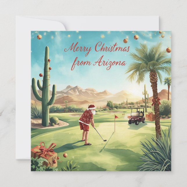 Arizona Golf Jul i Arizona   Tomte Julkort (Framsida)
