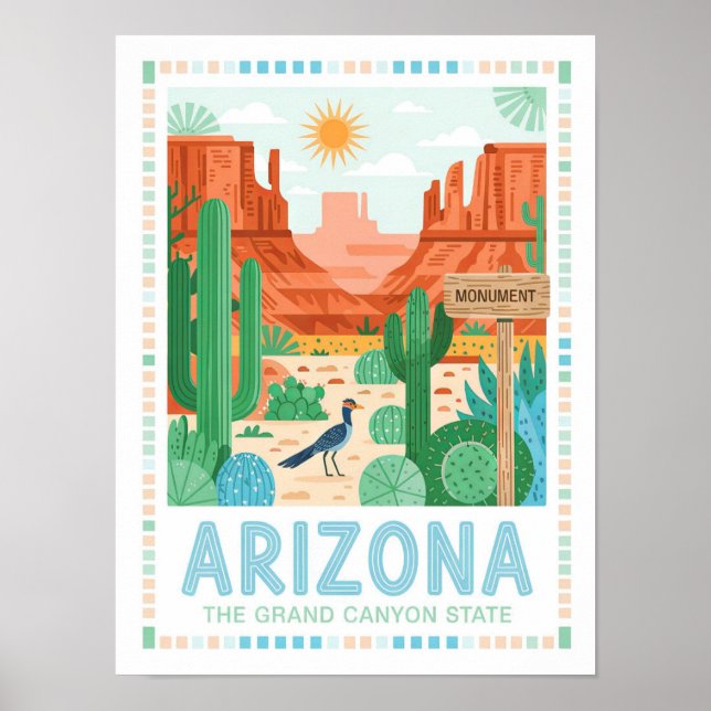 Arizona: Grand Canyon State Summer Travel Poster (Framsidan)